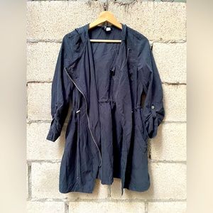 Black faded XS light jacket w zip, toggles and sleeve press studs vintage H&M